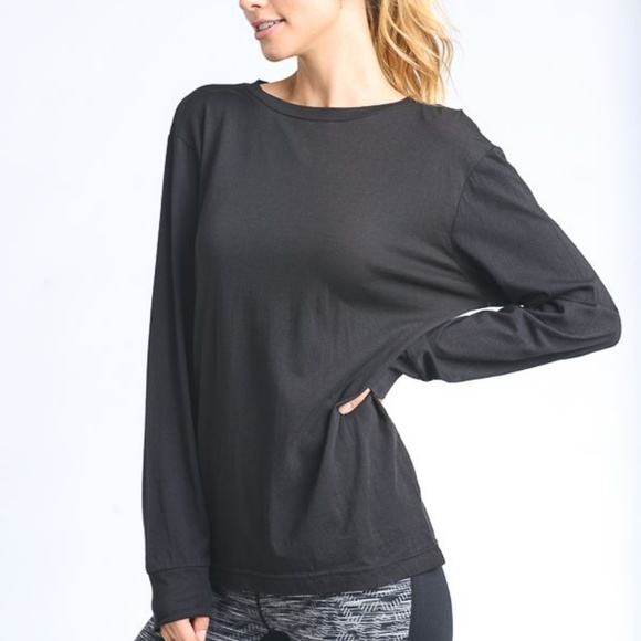 BLACK LONG SLEEVE STRAP BACK CUTOUT TOP - Picture 4 of 6